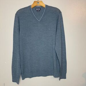 MICHAEL KORS V-NECK‎ 100% COTTON LIGHTWEIGHT SWEATER GRAY